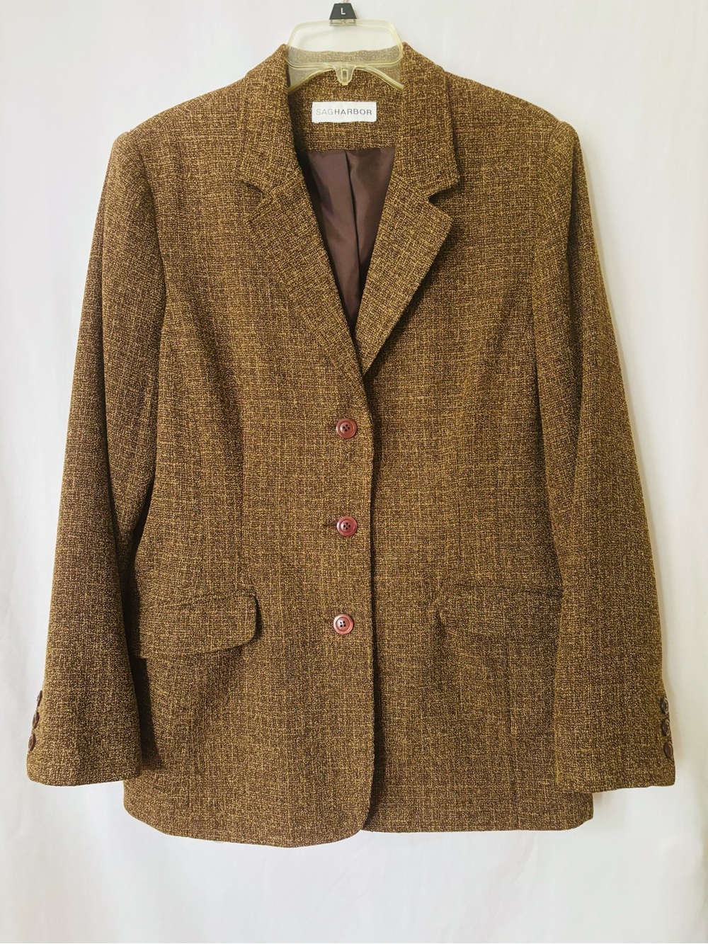 Sag Harbor Brown Tweed Blazer Career Jacket